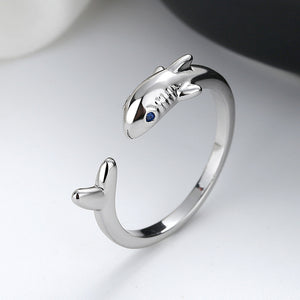 Creative 925 Silver Plated Fashionable Female Shark Ring