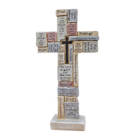 Adornos artesanales de estatua de resina de oración cruzada
