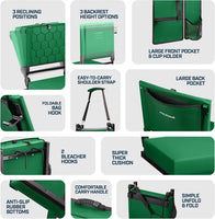 Alpcour Folding Reclining Stadium Seat With Back Support For Bleachers
