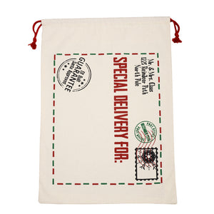 Candy Color Striped Christmas Cotton Drawstring Gift Bags