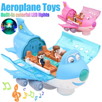 Bump And Go Action Toddler Toy Plane With LED Flashing Light Sound
