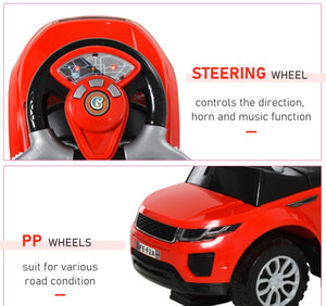 Kids 3 In 1 Push Car Ride-On Stroller Sliding Walking Toy With Horn Music Light Secure Bar For Boys Girls 1-3 Years Old Red