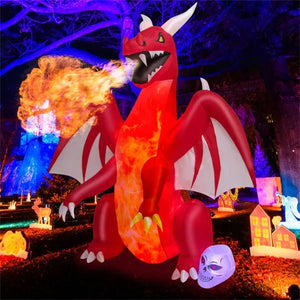8 Feet Halloween Inflatable Fire Dragon