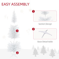 6ft White Christmas Tree, Slim Xmas Tree With Full Appearance, PVC 390 Branch Tips And Metal Stand, Artificial Christmas Tree, White
