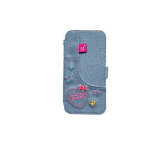 Denim Embroidery Heart Flip Cover iPhone Case
