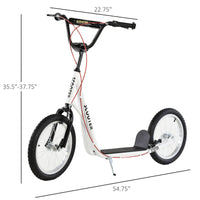 Toddler Scooter, White, Adjustable Handlebar, Kick Scooter For Kids 5,Dual Brakes, Inflatable Wheels