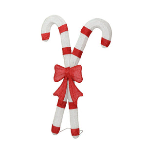 Lighted Candy Cane And Red Bowknot Christmas Decorations, Pre-lit 2D Holiday Decor With 100 Warm White LED Lights For Xmas Outdoor Indoor Decor Lighted Holiday Displays