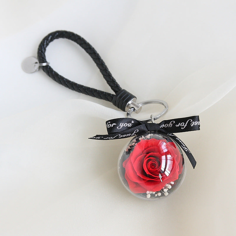 Eternal Rose Wristlet Keychain Car Bag Hanging Ornament Gift