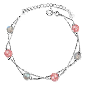 Gradient Blue Moonlight Strawberry Crystal Simple Design Bracelet