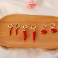 Red Pepper Lips Personality Fashion Female Temperament INS Earrings
