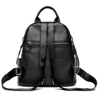 Top Layer Cowhide Backpack Girl Travel Large Capacity Schoolbag College Style Fashion All-matching
