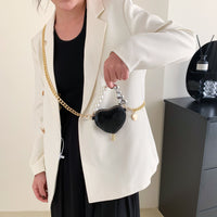 Mini Love-shape Pearls Handbag Fashion Cute Chain Lipstick Bag Women's Bright Candy Color Shoulder Messenger Bag
