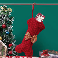 Knit Wool Dog Bone Christmas Stocking
