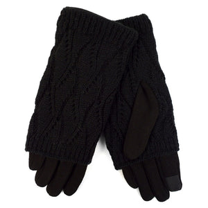 Double Layer Cable Knit Touch Screen Winter Gloves