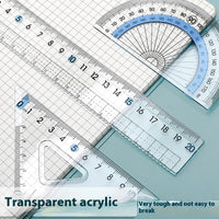 Youpai Ruler Sets Transparent Acrylic Drawing Four-piece Square Protractor
