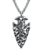 Asgard Crafted Handcrafted Stainless Steel Nordic Spear Head Pendant With Helm Of Terror