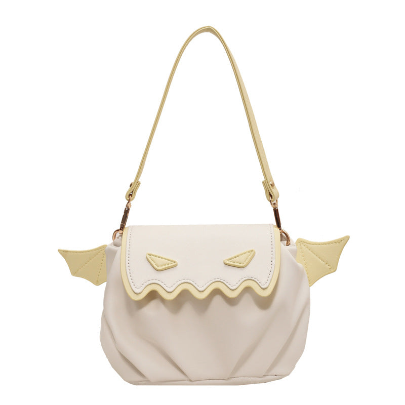 Halloween Pumpkin Shoulder Bag With Small Bat Wings