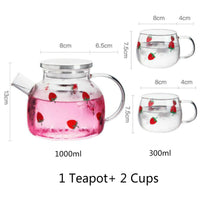 Borosilicate Glass Strawberry Jug Cup Set
