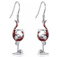 Skull Wine Glass Creative Earrings
