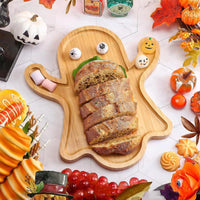 Wooden Halloween Ghost-shaped Tray Fruit Dinner Plate
