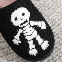 Halloween Skeleton Embroidery Cotton Slippers
