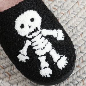 Halloween Skeleton Embroidery Cotton Slippers