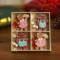 12 PCs Christmas Wooden Pendant Boxed Christmas Tree Ornaments