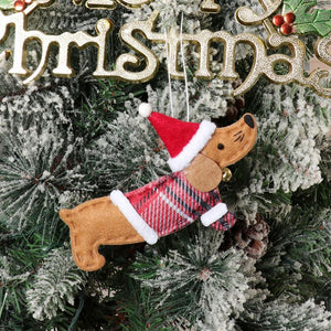 Christmas Ornaments Plaid Dachshund Dogs