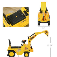 3-in-1 Ride On Excavator Digger Scooter & Pulling Cart, Construction Pretend Play Toy For Kids