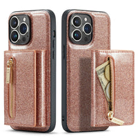 Two-in-one Magnetic Glitter Leather Wallet iPhone Case