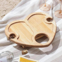 Creative Wooden Love Portable Wine Table Tray