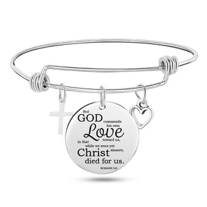 Bible Scripture Cross Bangle Charm Bracelet