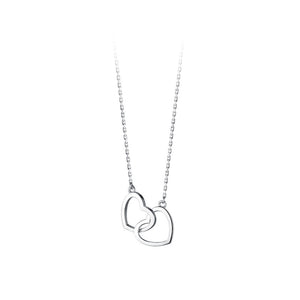 Double Heart Interlocking Titanium Steel Necklace