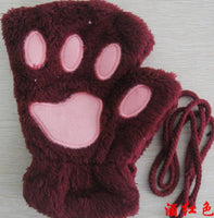 Winter Lovely Half Cover Paw Bear Cat Claw Gloves Short Finger
