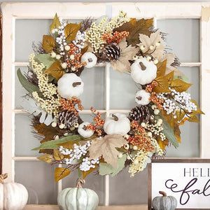 Couronne de pomme de pin en feuille d'érable de Thanksgiving