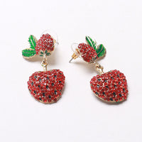 Strawberry Shaped Red Crystal Gem Earrings