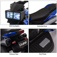 Electric Motorbike For Kids 6V Ride-On Motorcycle Toy With Music Horn Headlights Blue
