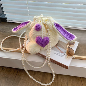 Crochet Bunny Wool Shoulder Bags