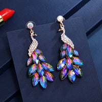 Temperament Peacock Diamond Crystal Super Earrings
