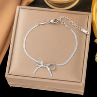Bowknot Snake Chain Choker Necklace, Long Earrings, & Bracelet
