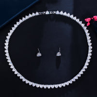 New Love Heart-shaped Zircon Necklace And Earring Suit
