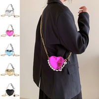 Mini Love-shape Pearls Handbag Fashion Cute Chain Lipstick Bag Women's Bright Candy Color Shoulder Messenger Bag
