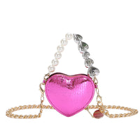 Mini Love-shape Pearls Handbag Fashion Cute Chain Lipstick Bag Women's Bright Candy Color Shoulder Messenger Bag
