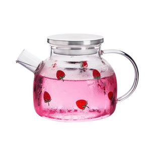 Borosilicate Glass Strawberry Jug Cup Set