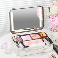Fashionable Large Capacity Cosmetic Case With Mirror and Light