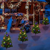 3SET 1 TOW 2 Solar Christmas Tree, Solar Powered Pathway Christmas Tree With Multicolored LED Lights