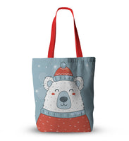 Canvas Christmas Pug Print Tote Bags
