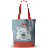 Canvas Christmas Pug Print Tote Bags