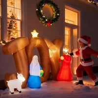 7.5FT Lighted Christmas Inflatable Decoration, Inflatable Nativity Scene With JOY Sign, Funny Blow Up Yard Decorations With Built-in LED Lights For Holiday Party Front Yard Lawn Garden Decor
