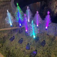 Lumières solaires extérieures sur piquet pour arbres de Noël à fibre optique
